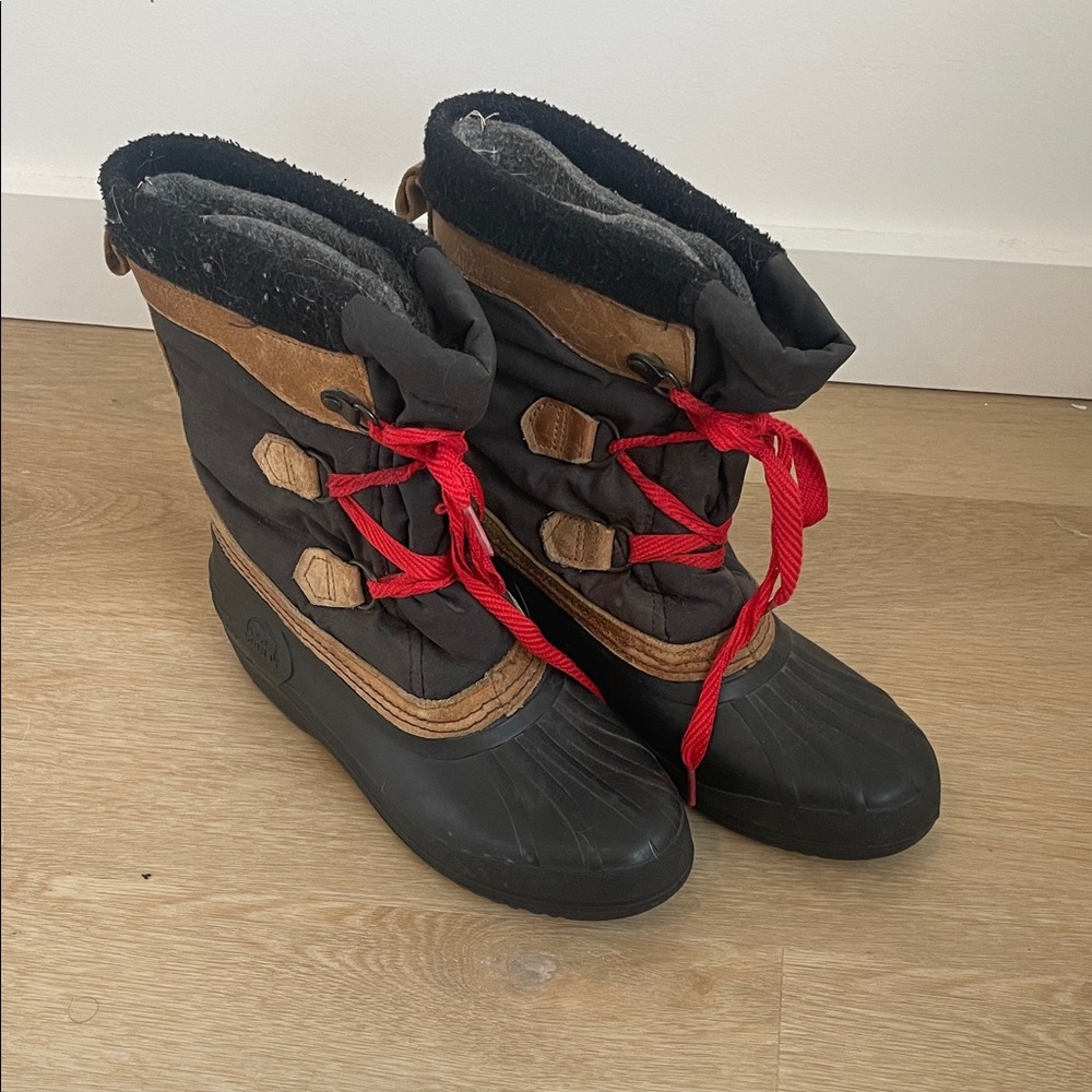 Sorel Charcoal Wool-Blend Boots Rubber red vintage winter